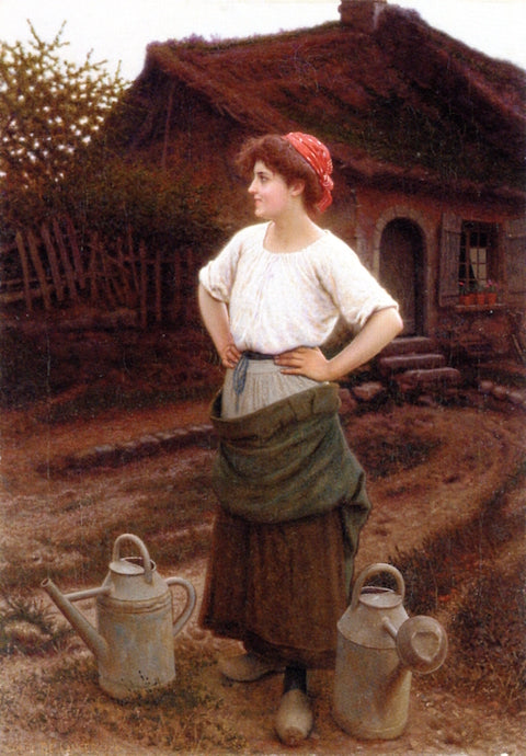 Watering the Garden by Camille-Felix Bellanger,A3(16x12")Poster