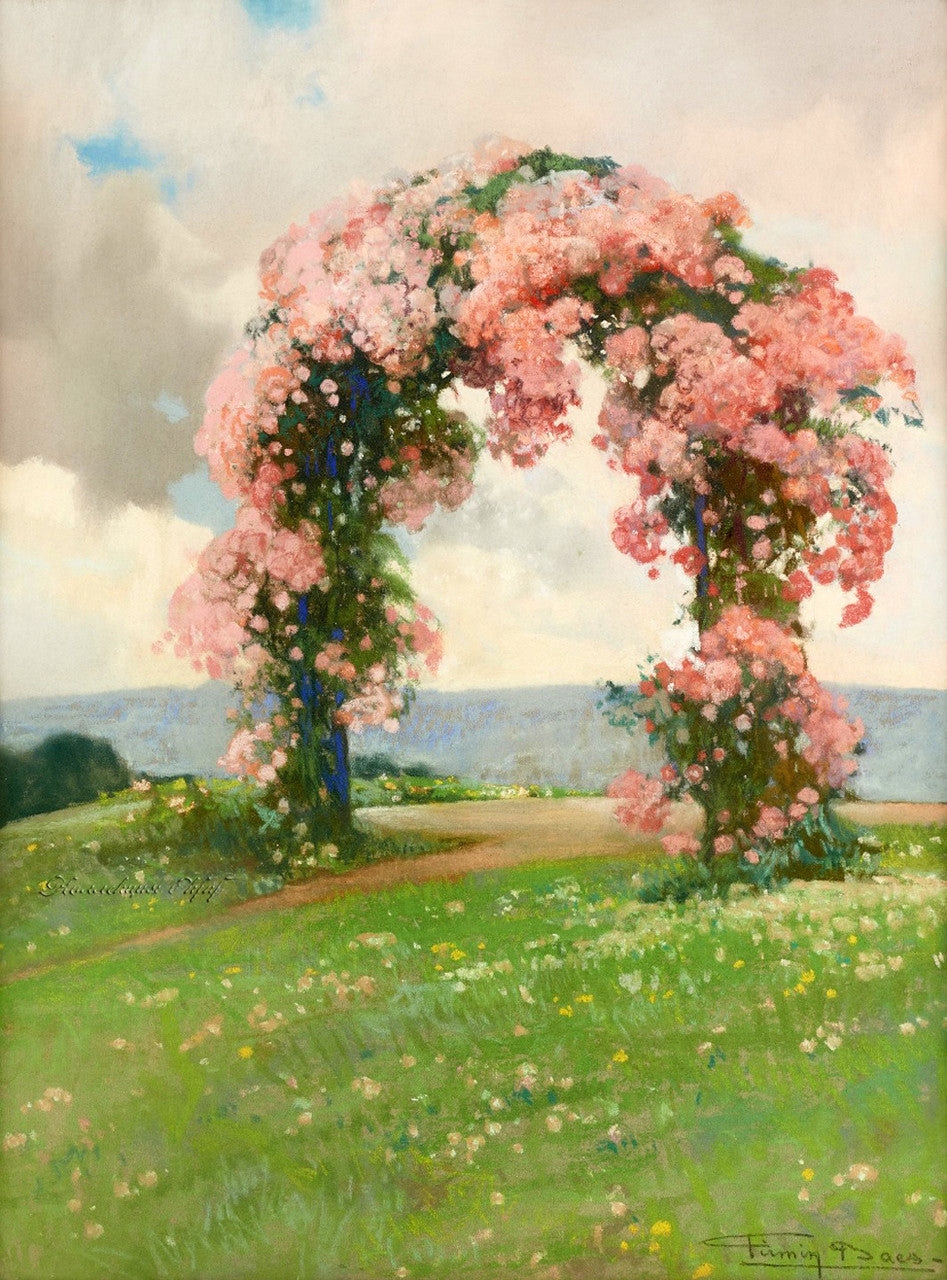 L'arcade de roses, vintage artwork by Firmin Baes, 12x8" (A4) Poster