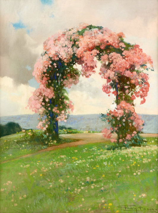 L'arcade de roses, vintage artwork by Firmin Baes, 12x8" (A4) Poster