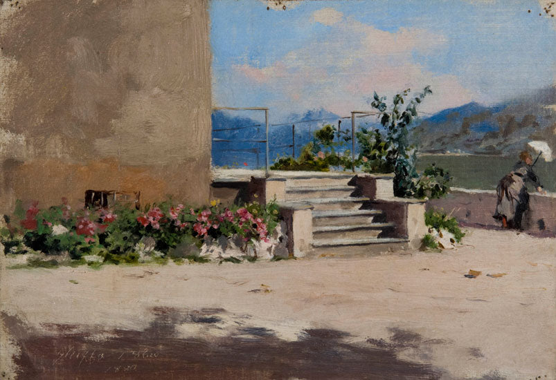 Terrazza a ghiffa, vintage artwork by Eleuterio Pagliano, 12x8" (A4) Poster
