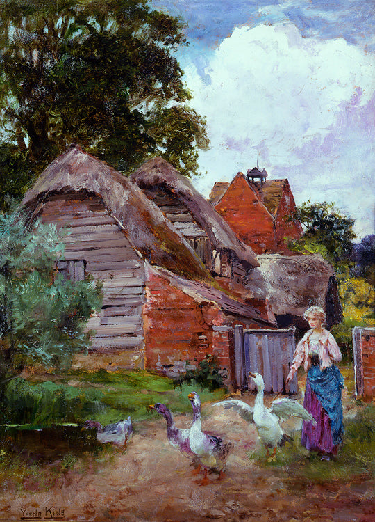 The Miller's Geese, vintage artwork by Henry John Yeend King, 12x8" (A4) Poster