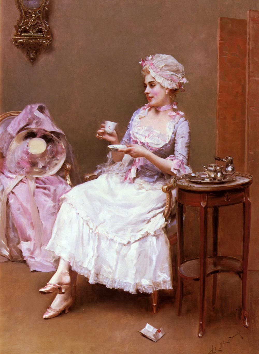 Hot Chocolate, vintage artwork by Raimundo de Madrazo y Garreta, 12x8" (A4) Poster
