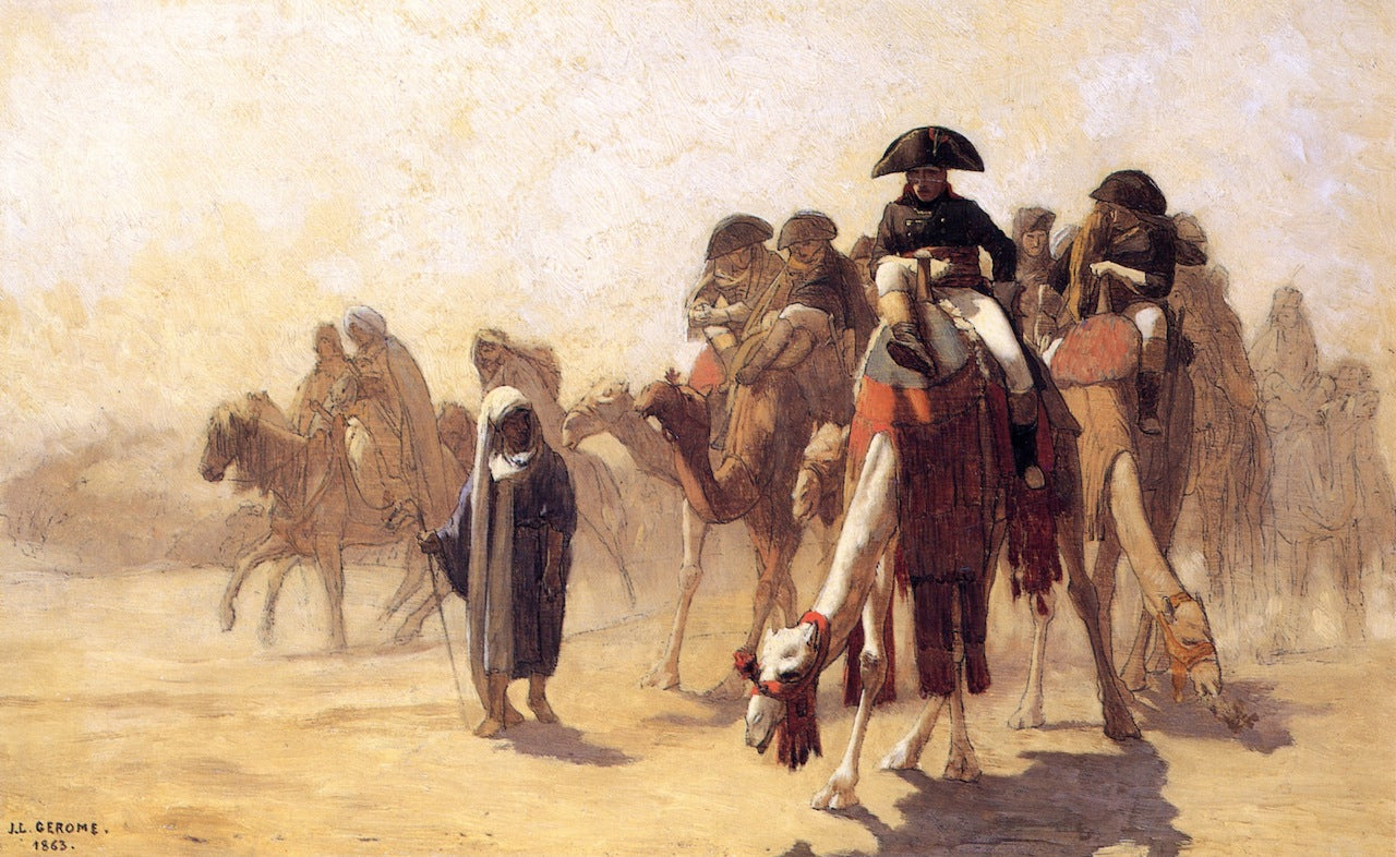 General Bonaparte with His Military Staff in Egypt, vintage artwork by Jean-Leon Gerôme, 12x8" (A4) Poster