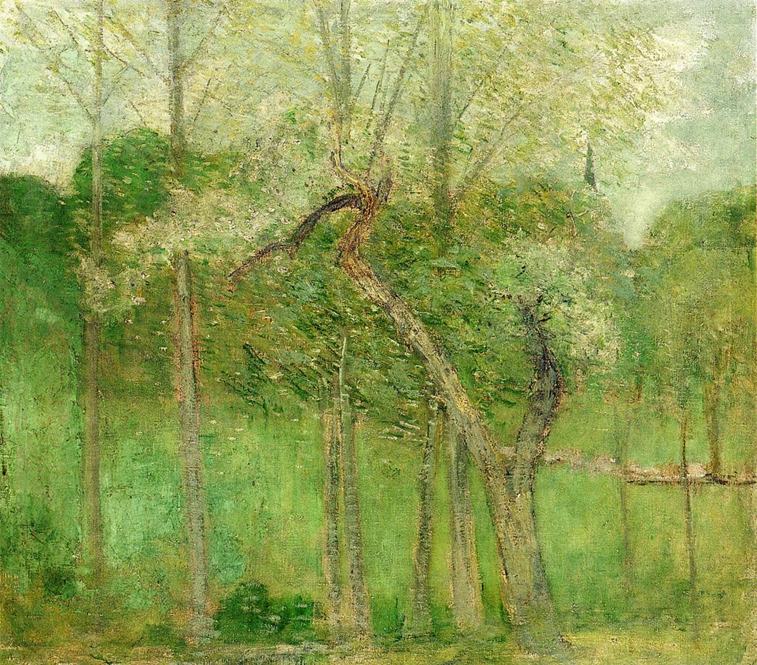 Landscape with Steeple, Wyndham, vintage artwork by Julian Alden Weir, 12x8" (A4) Poster