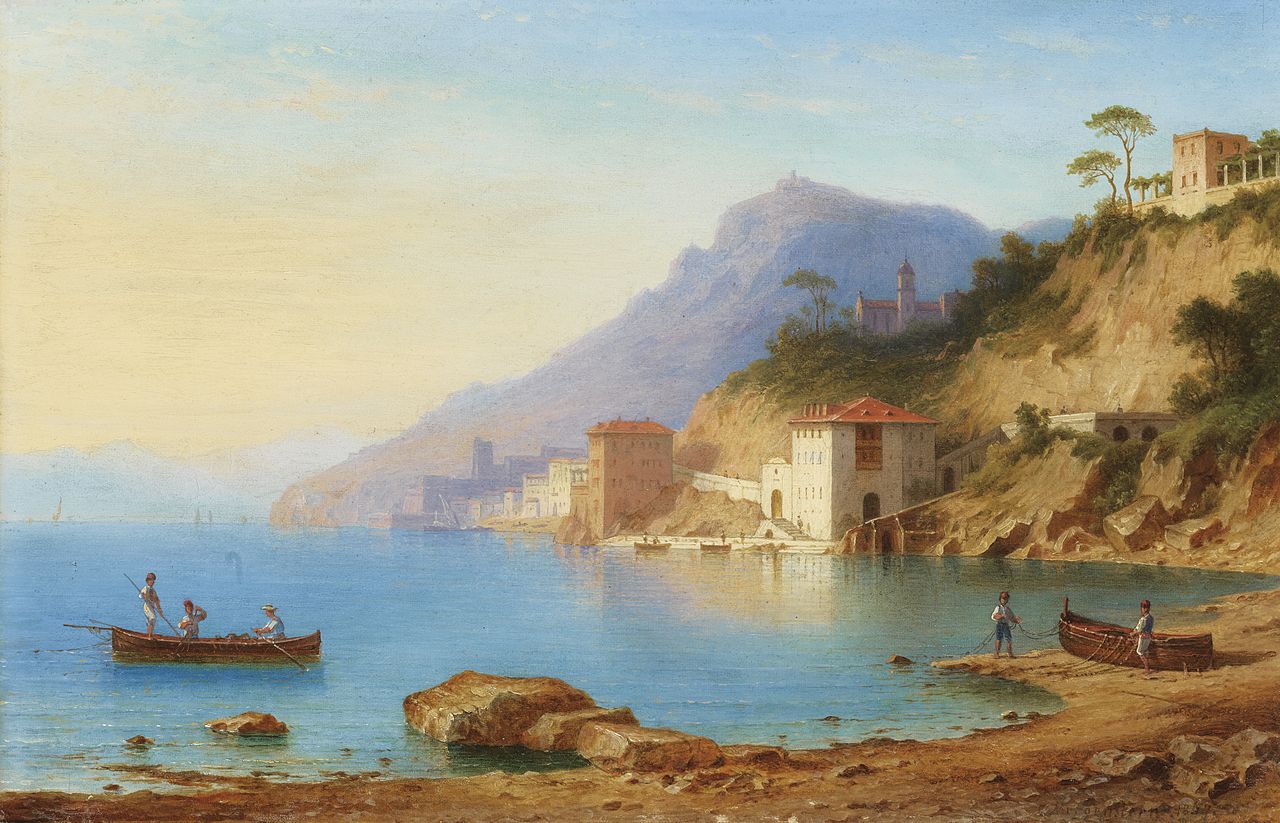 View of the Amalfi Coast, vintage artwork by Carl Morgenstern, A3 (16x12") Poster Print