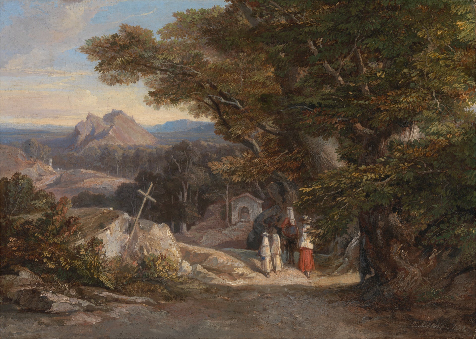 Between Olavano L'Civitella, vintage artwork by Edward Lear, A3 (16x12") Poster Print