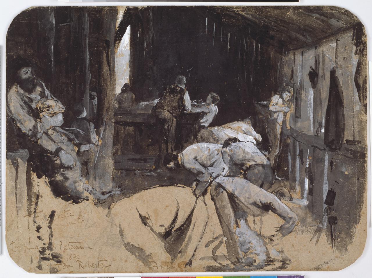 First sketch for Shearing the Rams by Tom Roberts,A3(16x12")Poster