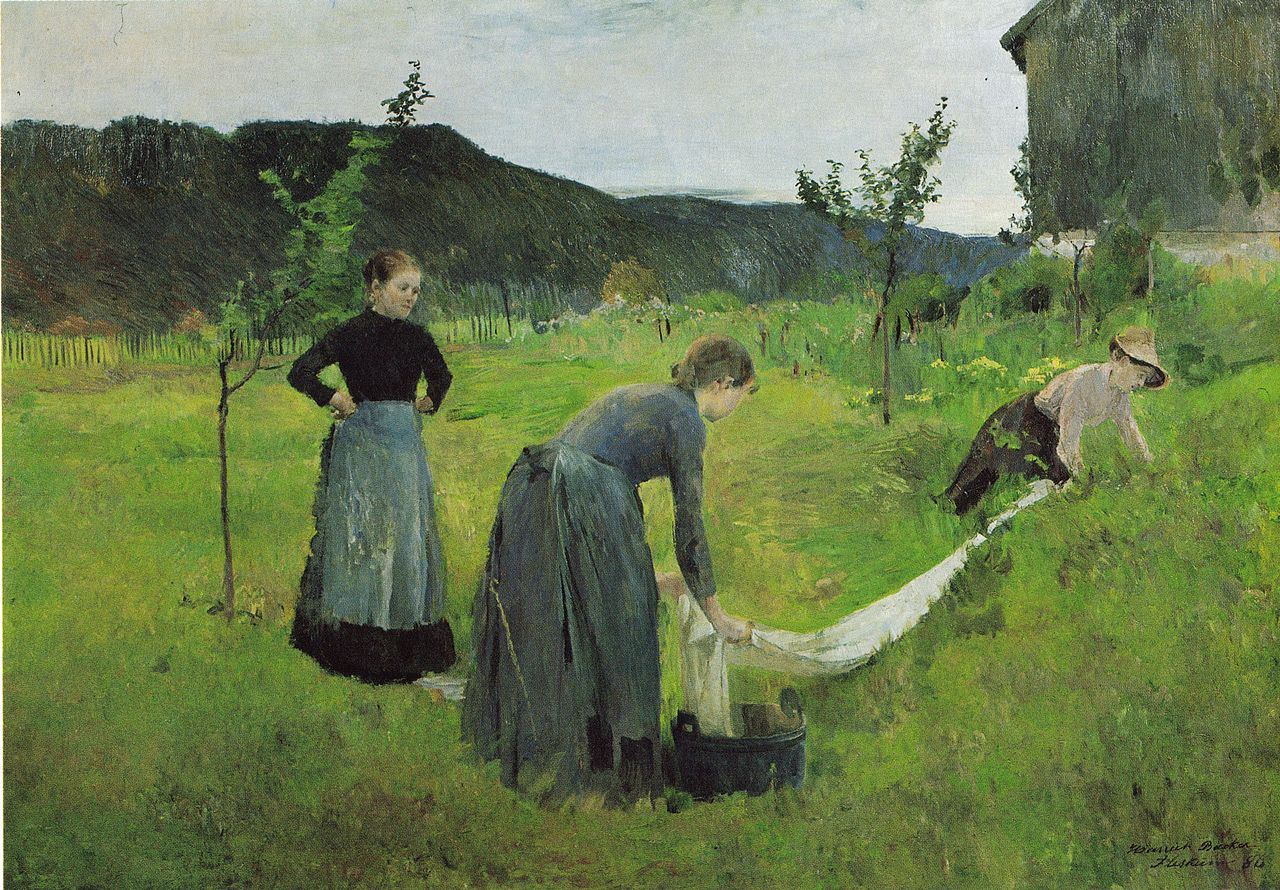 Bleaching, vintage artwork by Harriet Backer, 12x8" (A4) Poster