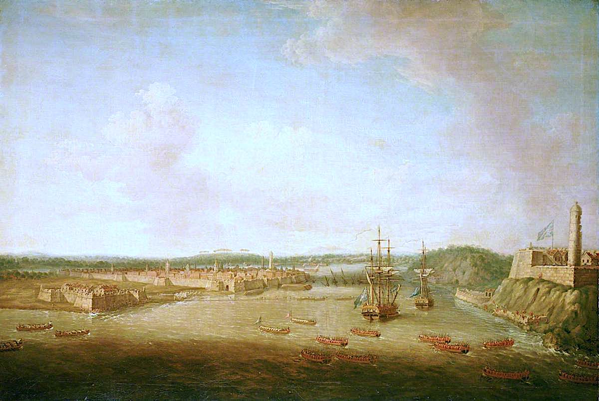 The Capture of Havana, 1762: Taking the Town, 14 August, vintage artwork by Dominic Serres, 12x8" (A4) Poster