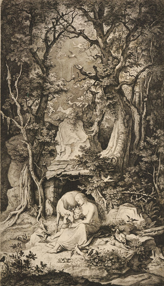 Genevieve of Brabant, vintage artwork by Ludwig Richter, A3 (16x12") Poster Print