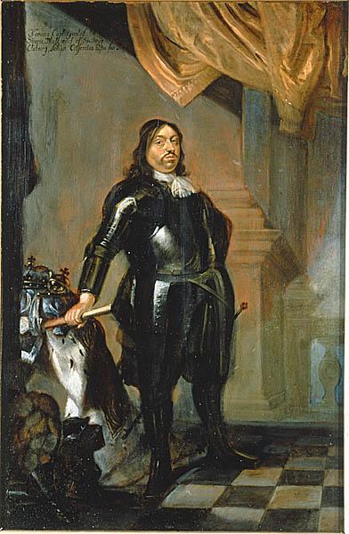 Portrait of Charles X, King of Sweden, vintage artwork by Abraham Wuchters, 12x8" (A4) Poster