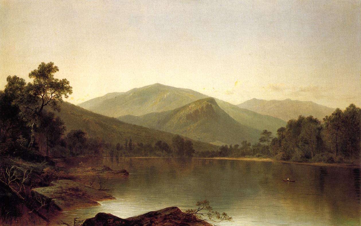 View on the Androscoggin River, Maine, vintage artwork by David Johnson, 12x8" (A4) Poster