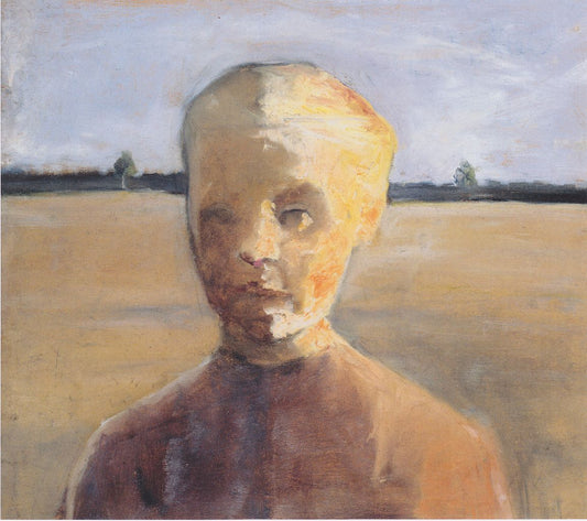 Portrait of a girl in a landscape, vintage artwork by Paula Modersohn-Becker, 12x8" (A4) Poster
