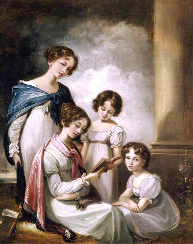 Caroline Lucy Elton, Lucy Caroline Elton, Catherine Maria Elton,and Maria Catherine Elton, vintage artwork by Thomas Barker, 12x8" (A4) Poster