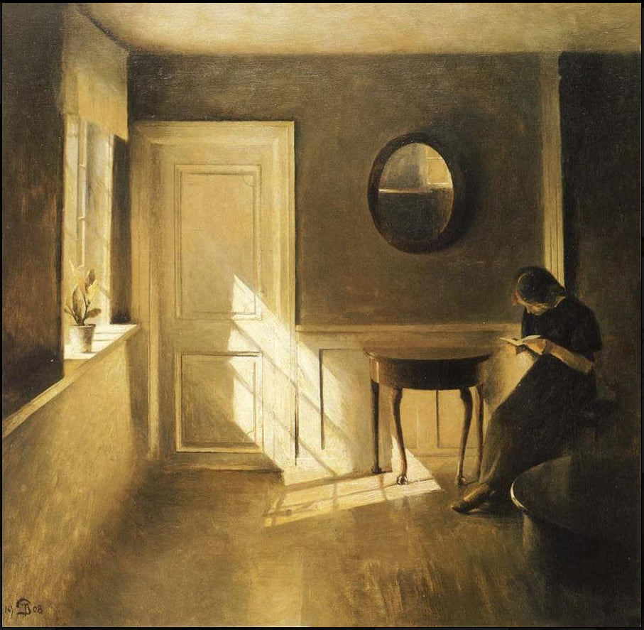 Girl Reading a Letter in an Interior by Peter Ilsted,A3(16x12")Poster