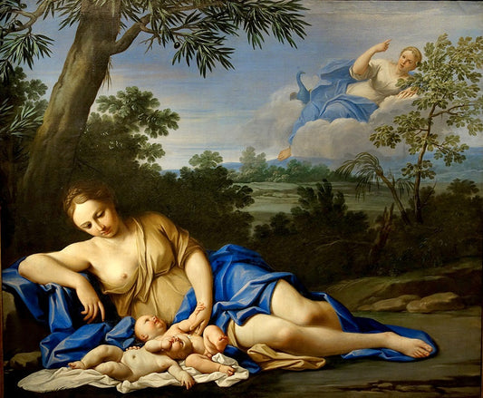 Story of Venus and Diana - Birth of Apollo and Diana, vintage artwork by Marcantonio Franceschini, 12x8" (A4) Poster