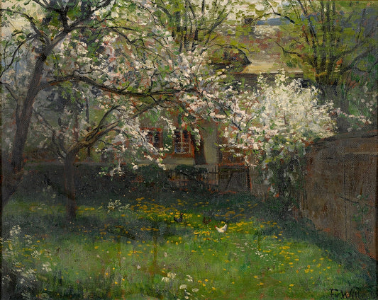 Blossoming Cherry Trees, vintage artwork by Fritz von Wille, 12x8" (A4) Poster