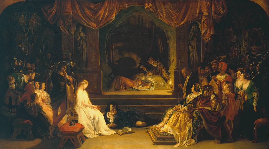 The Play Scene in 'Hamlet', vintage artwork by Daniel Maclise, R.A., A3 (16x12") Poster Print