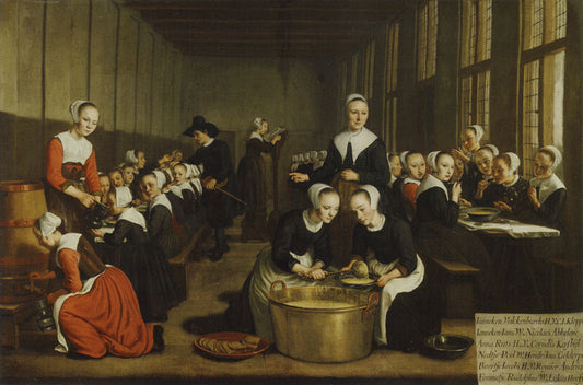 Feeding the Orphans in the Diaconal Orphanage, vintage artwork by Jan Victors, 12x8" (A4) Poster