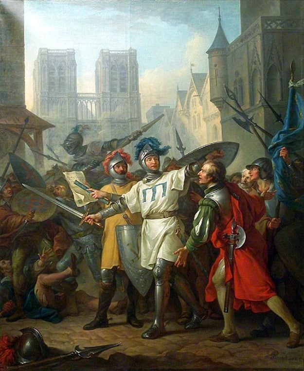 The Liberation of Paris from the English, vintage artwork by Jean-Simon Berthelemy, 12x8" (A4) Poster