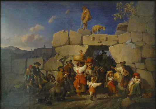 Homecoming of Italian Countrymen, vintage artwork by Theodor Weller, A3 (16x12") Poster Print