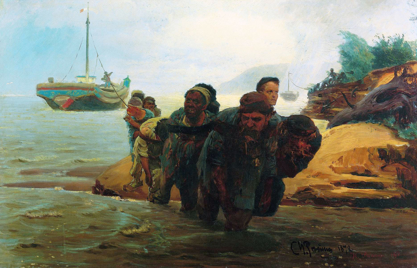 Barge Haulers, vintage artwork by Ilia Efimovich Repin, 12x8" (A4) Poster