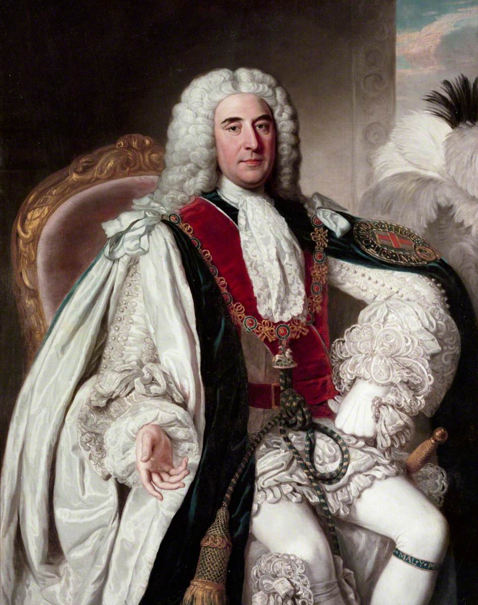 Thomas Pelham-Holles, 1st Duke of Newcastle, vintage artwork by William Hoare, 12x8" (A4) Poster