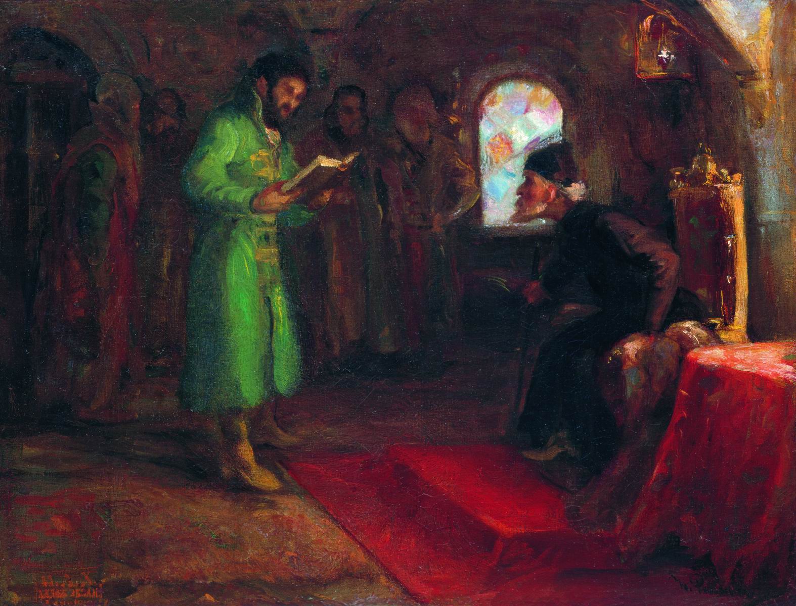 Boris Godunov and Ivan the Terrible, vintage artwork by Ilia Efimovich Repin, 12x8" (A4) Poster