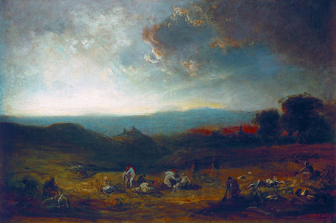 Battlefield of the Battle of Isaszeg, vintage artwork by Mihály Munkácsy, 12x8" (A4) Poster