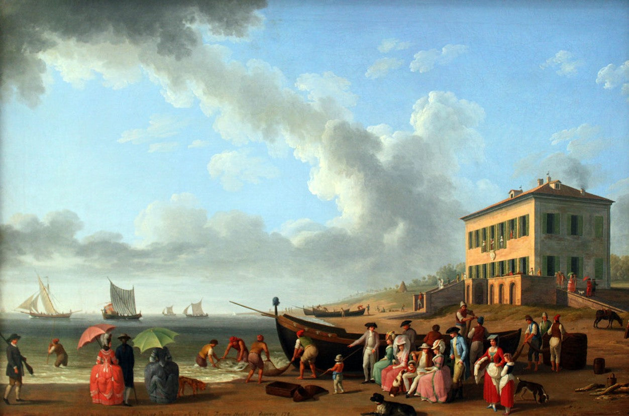 Casino Borghese in Practica, vintage artwork by Jakob Philipp Hackert, 12x8" (A4) Poster