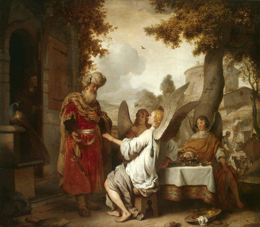 Abraham and the Three Angels, vintage artwork by Gerbrand van den Eeckhout, 12x8" (A4) Poster
