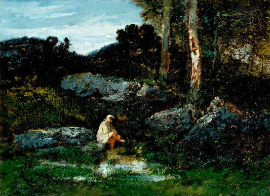 La Baigneuse, vintage artwork by Narcisse Dìaz de la Peña, A3 (16x12") Poster Print