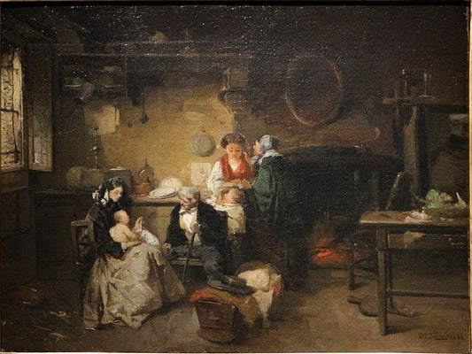 Visit of the Nurse, vintage artwork by Domenico Induno, A3 (16x12") Poster Print