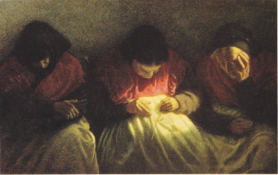 The parchment, vintage artwork by Angelo Morbelli, 12x8" (A4) Poster