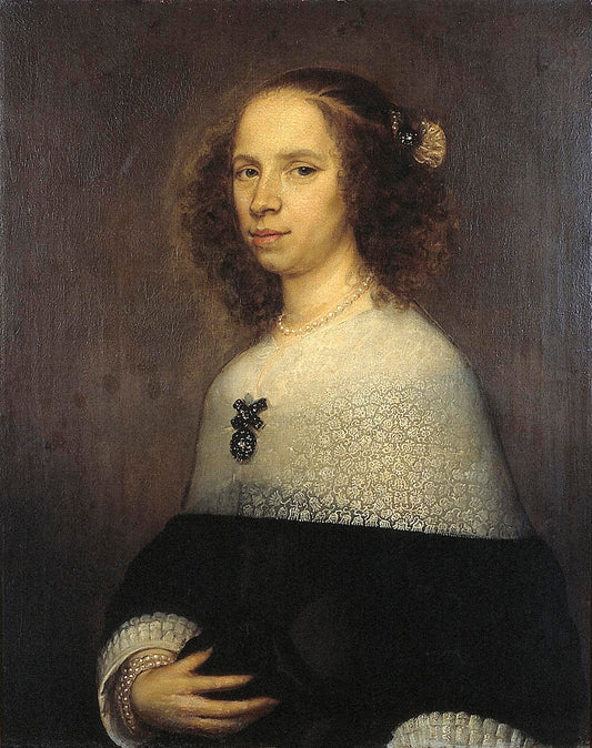 Rijnsburg van Beveren (1608-1669), Wife of Willem Paets, vintage artwork by Adriaen Hanneman, 12x8" (A4) Poster