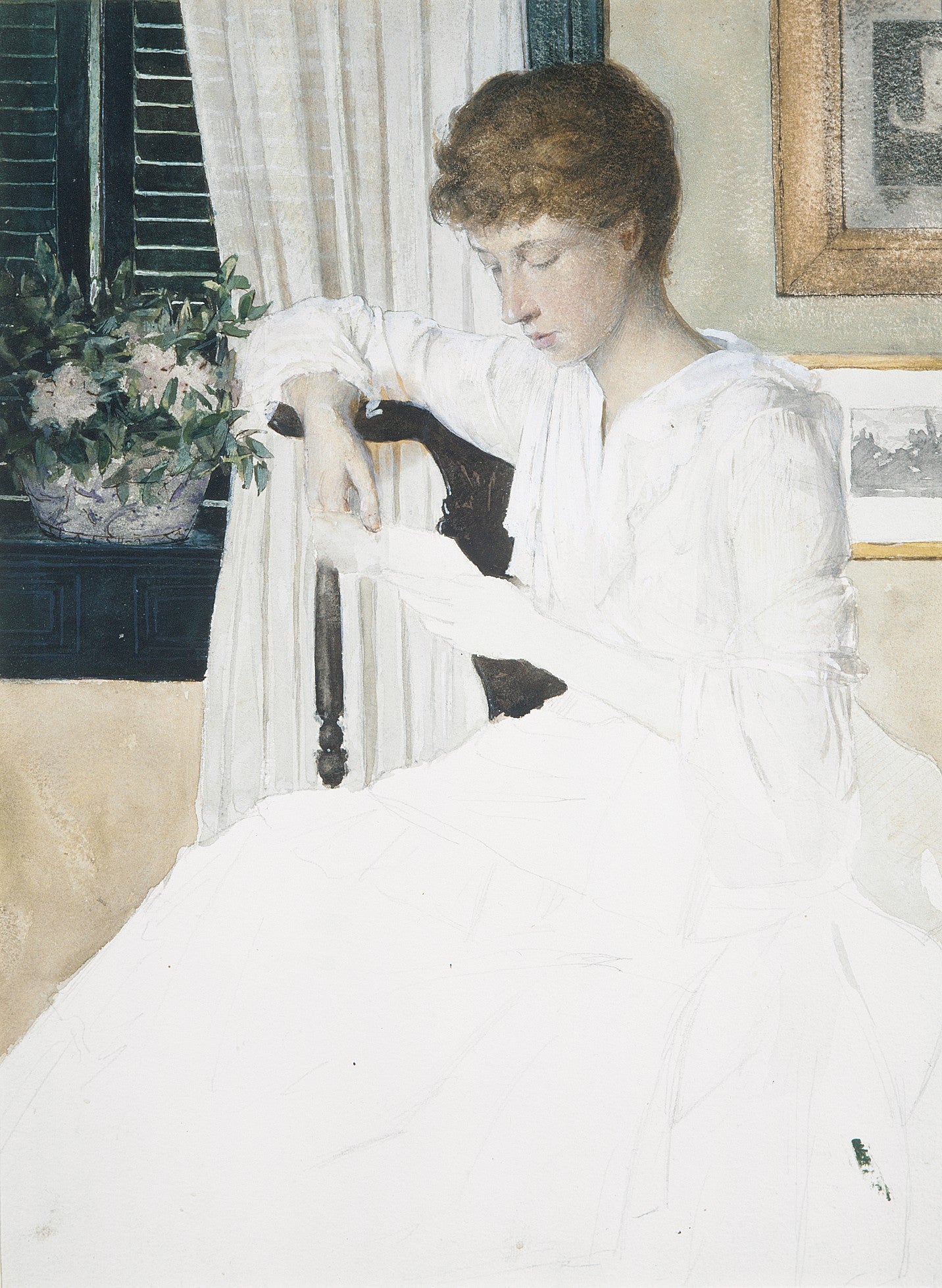 Anna Dwight Weir Reading a Letter by Julian Alden Weir,A3(16x12")Poster