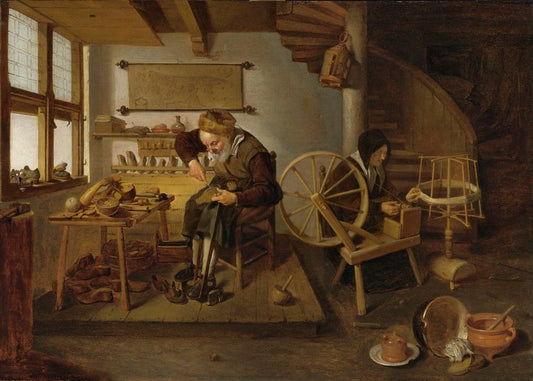 A Cobler at Work, vintage artwork by Quiringh van Brekelenkam, 12x8" (A4) Poster