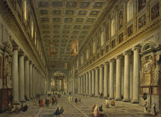 Interior of the Santa Maria Maggiore in Rome, vintage artwork by Giovanni Paolo Panini, 12x8" (A4) Poster