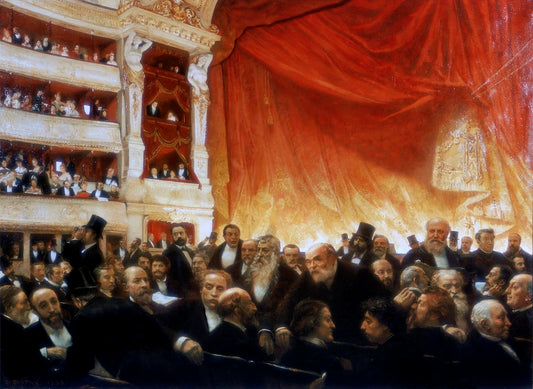 Un Entracte à la Comedie-Française un soir de première, vintage artwork by Edouard-Joseph Dantan, 12x8" (A4) Poster