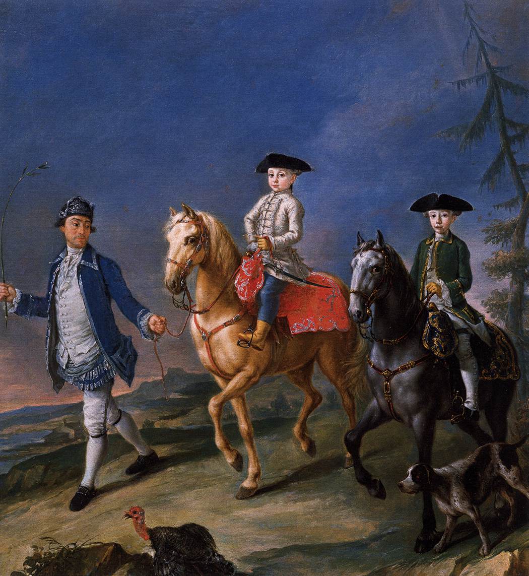 Promenade on Horseback, vintage artwork by Pietro Longhi, 12x8" (A4) Poster
