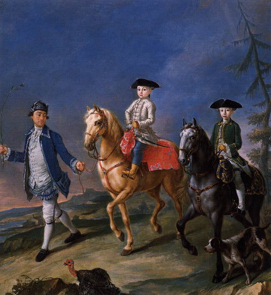 Promenade on Horseback, vintage artwork by Pietro Longhi, 12x8" (A4) Poster