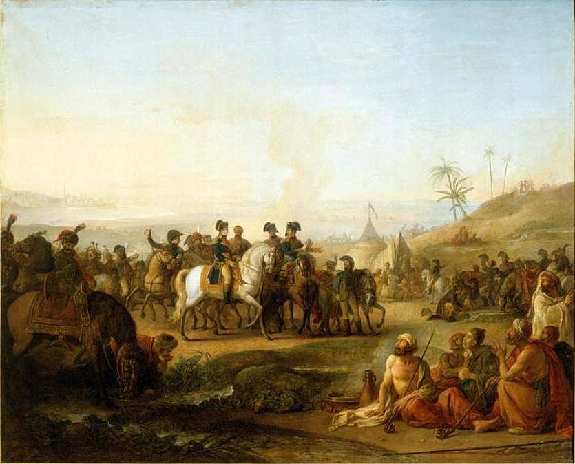 Napoleon Visting the Fountains of Moses, vintage artwork by Jean-Simon Berthelemy, 12x8" (A4) Poster