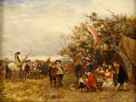 The Military Camp, vintage artwork by Heinrich Breling, 12x8" (A4) Poster