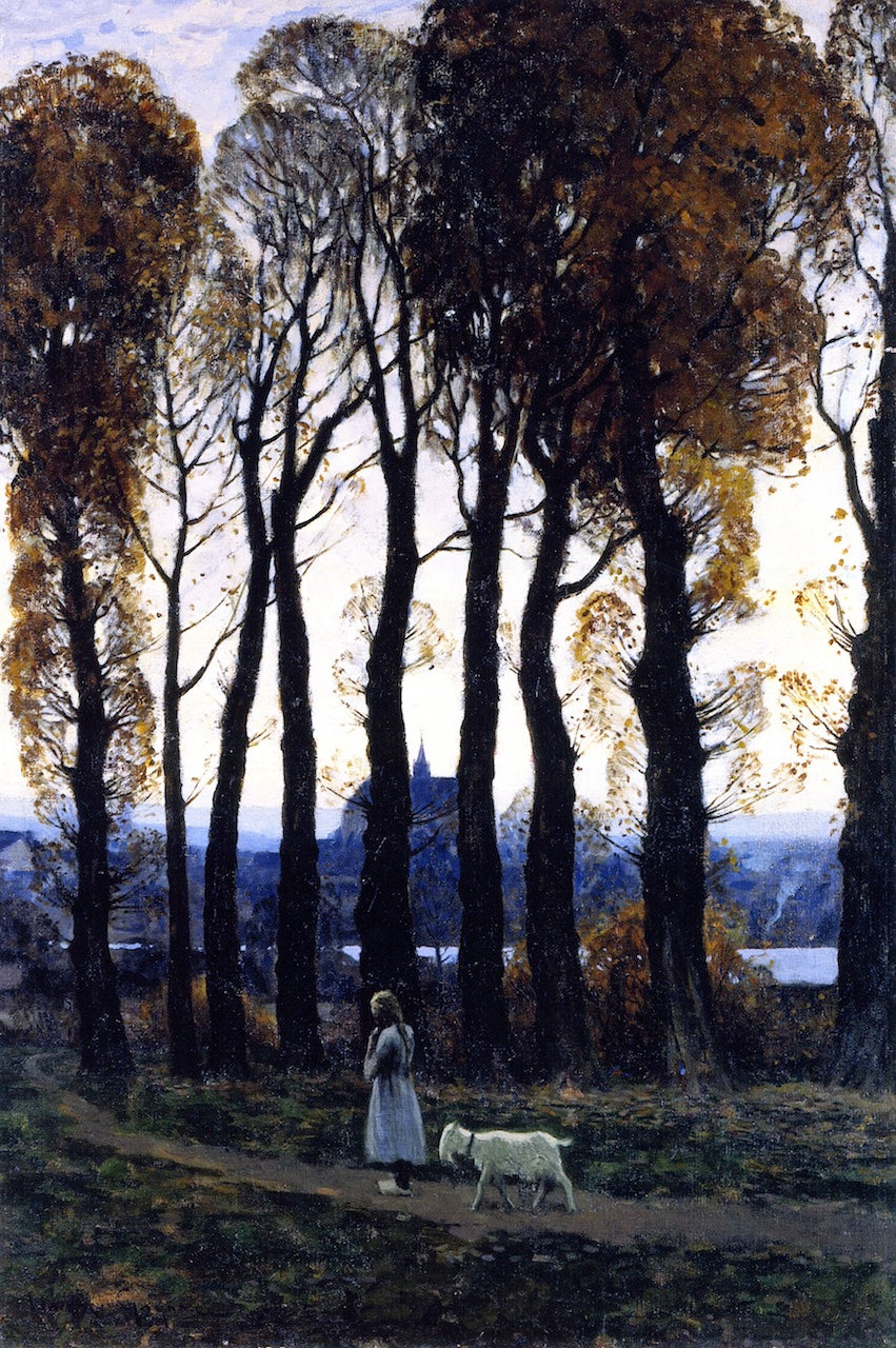 Girl with Goat by Clarence Gagnon,16x12(A3) Poster
