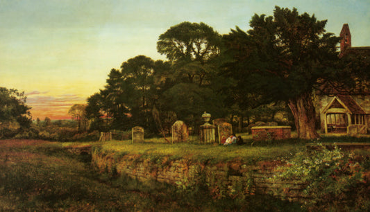 In A Country Churchyard, vintage artwork by Benjamin Williams Leader, 12x8" (A4) Poster