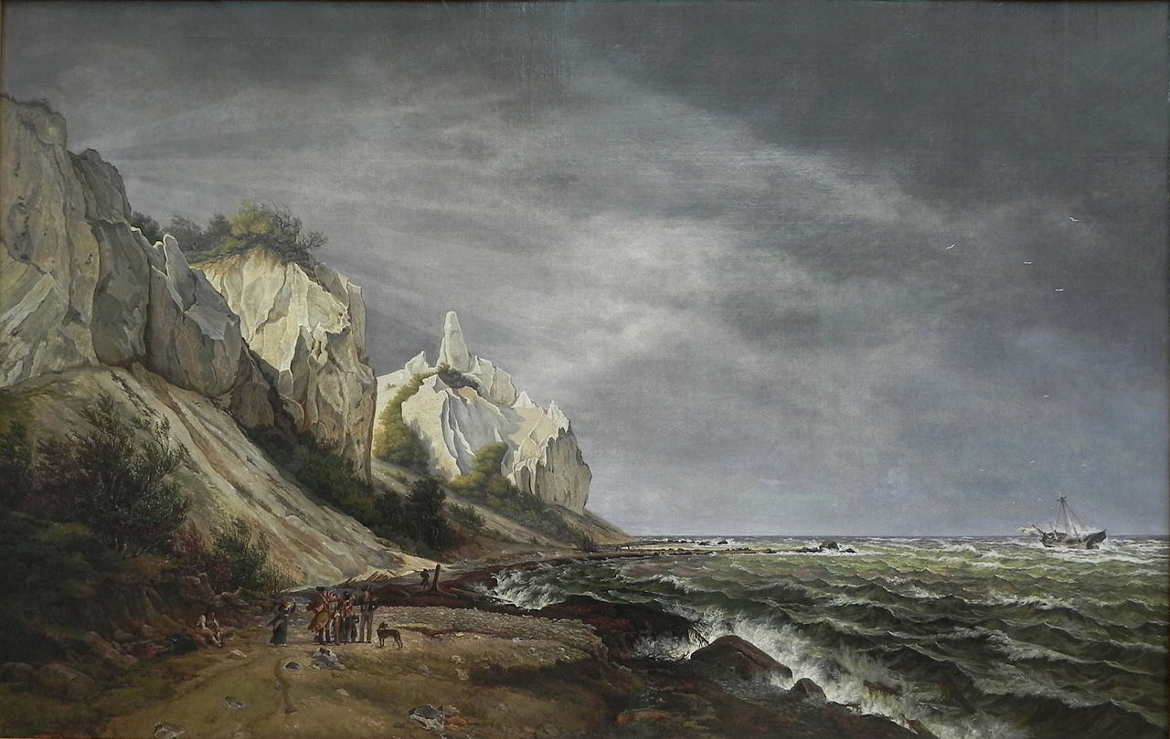 Kreidefelsen auf der Insel Møn, vintage artwork by Frederik Sødring, A3 (16x12") Poster Print