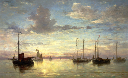 Evening at the Sea, vintage artwork by Hendrik Willem Mesdag, 12x8" (A4) Poster