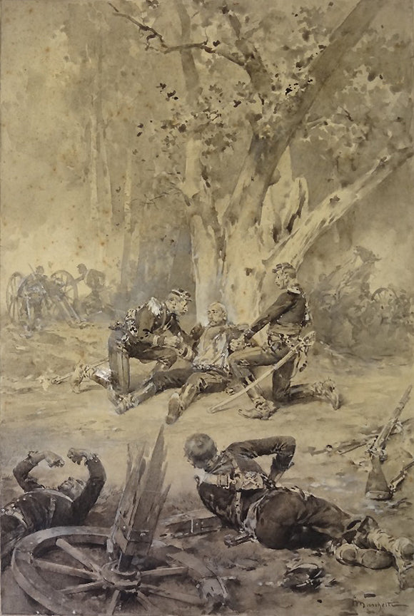 Scène de la guerre de 1870, vintage artwork by Ludovico Marchetti, 12x8" (A4) Poster