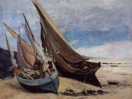 Fishing Boats on the Deauville Beach, vintage artwork by Gustave Courbet, A3 (16x12") Poster Print