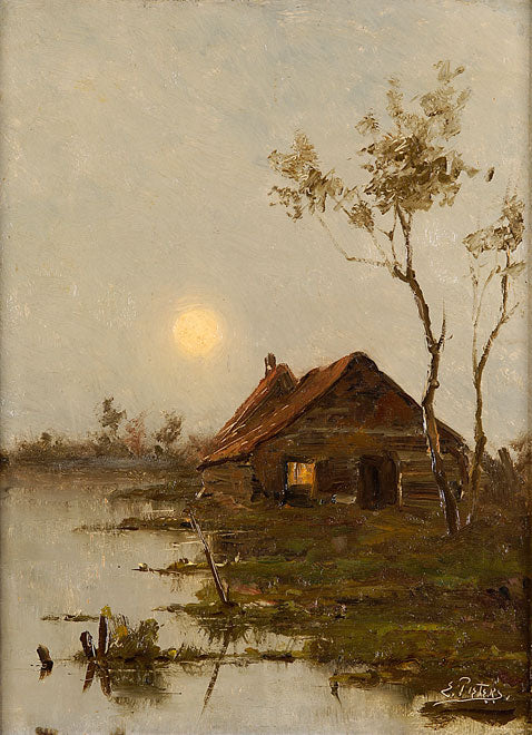 Cottage on the River by Evert Pieters,A3(16x12")Poster